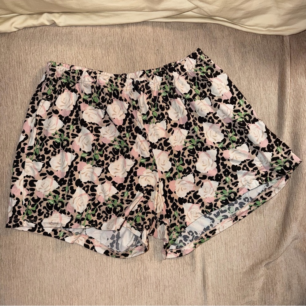 Floral Leopard Print Shorts